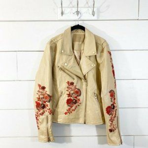 BLANK NYC Beige Floral Embroidered Faux Leather Mo